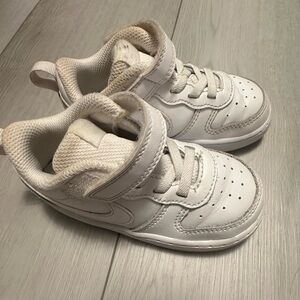 Nike Air Force Ones White Size 8 toddler unisex.